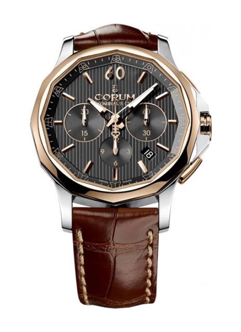Corum 984-101-24-V705-Fh11 Men's Admiral's Cup Legend Auto Chrono Ss and 18K Rose Gold Grey Dial Watch 並行輸入品