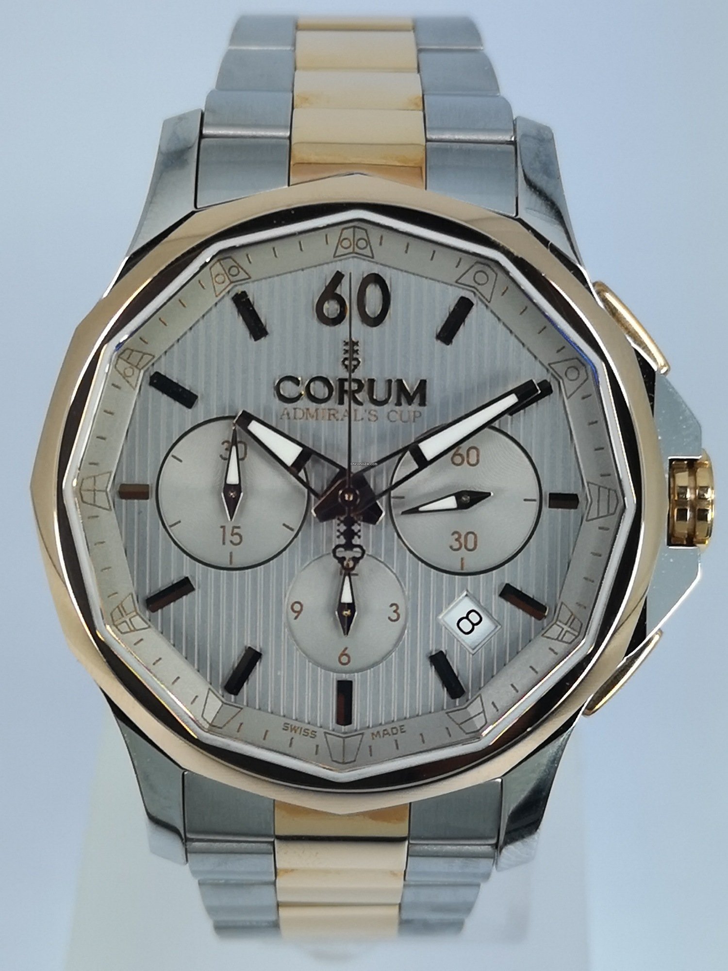 Corum 984-101-24-V705-Fh11 Men's Admiral's Cup Legend Auto Chrono Ss and 18K Rose Gold Grey Dial Watch 並行輸入品
