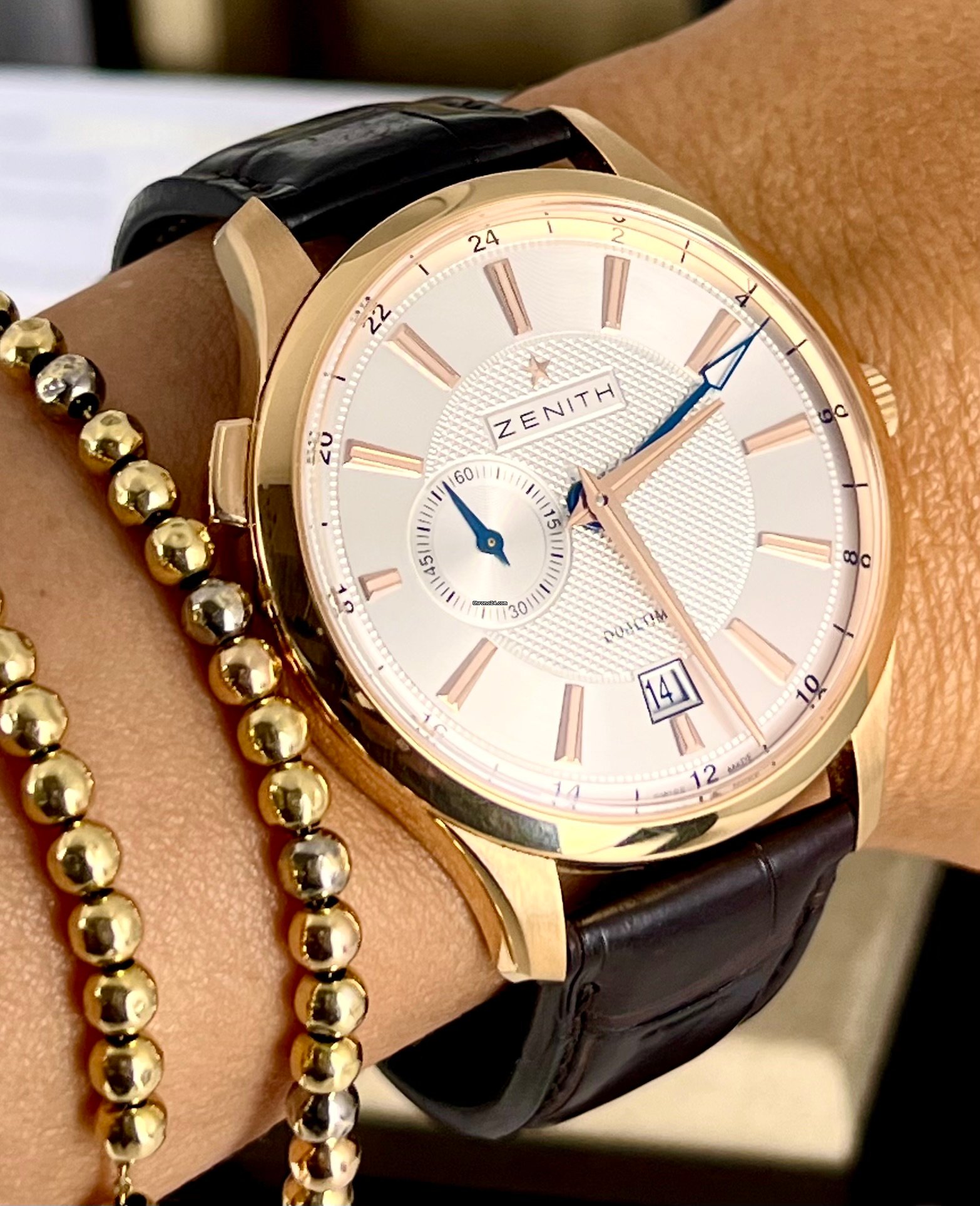 キャメル　180cm×100 Zenith Elite Dual Time Captain Dual Time 18K rose Gold full set