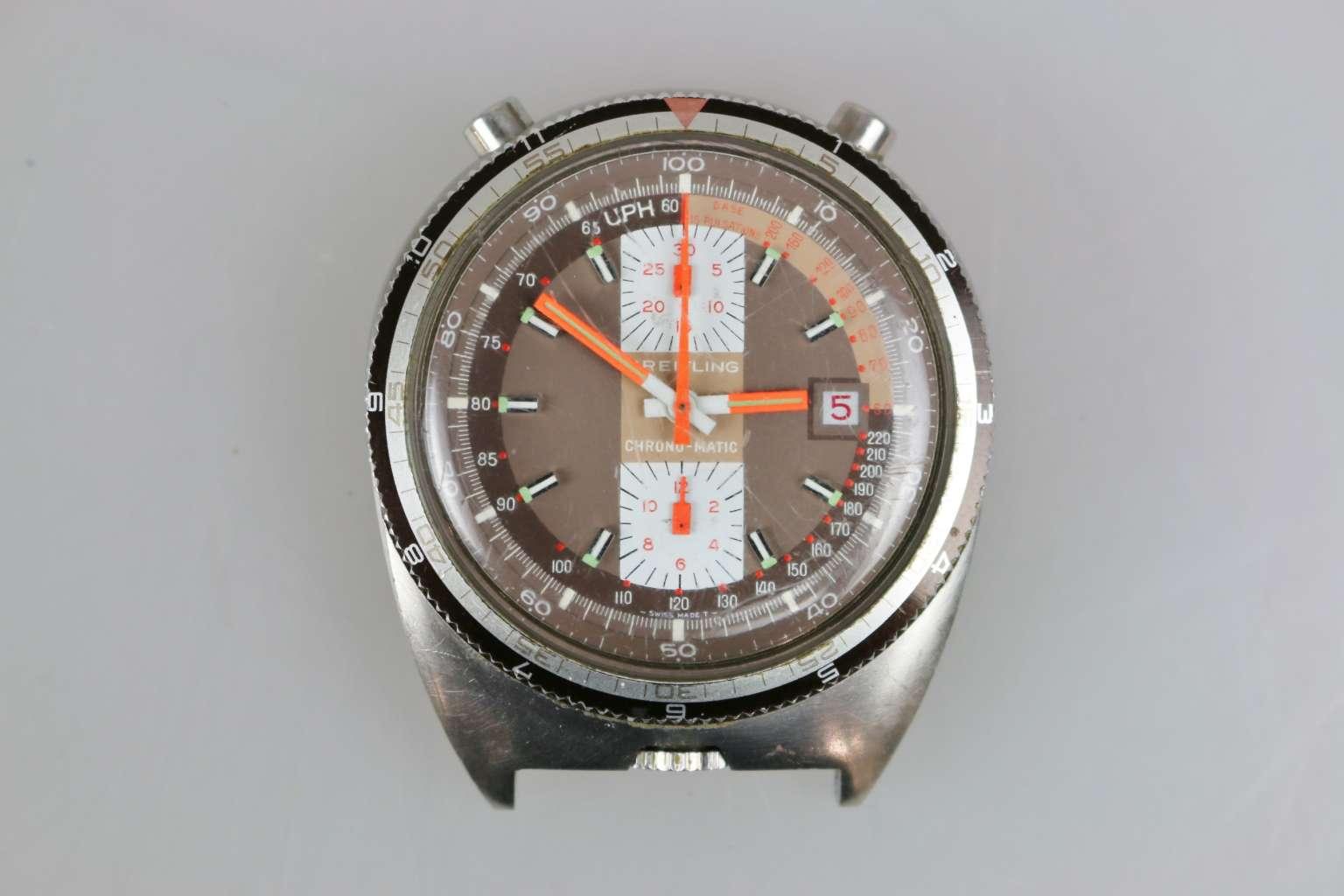 Breitling Herrenarmbanduhr, Breitling ''Bullhead'', Chrono-Matic, 1970er Jahre, Edelstahl, Automatik. Ref. Breitling for Bentley (various)