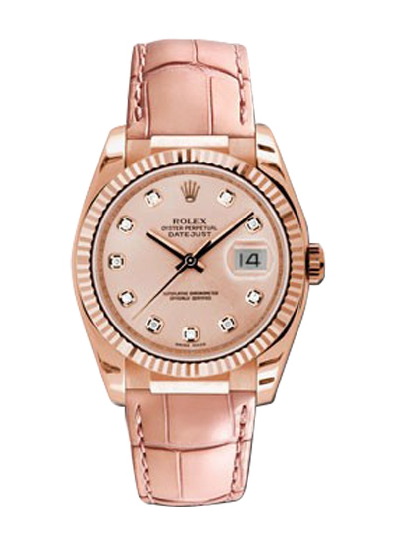 Rolex Datejust Rose Gold Mother of Pearl Diamond Watch 116135 Box Card