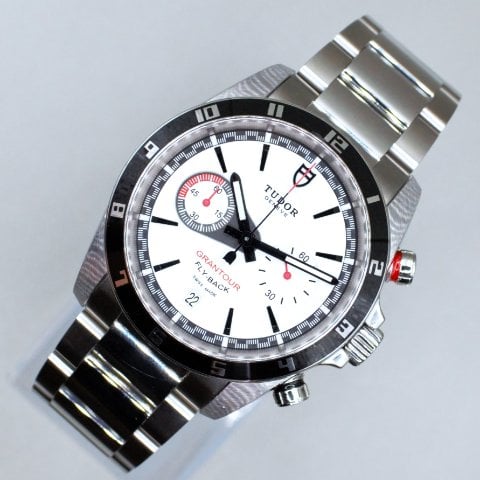 Tudor 20550N Black leather strap with micro perforations